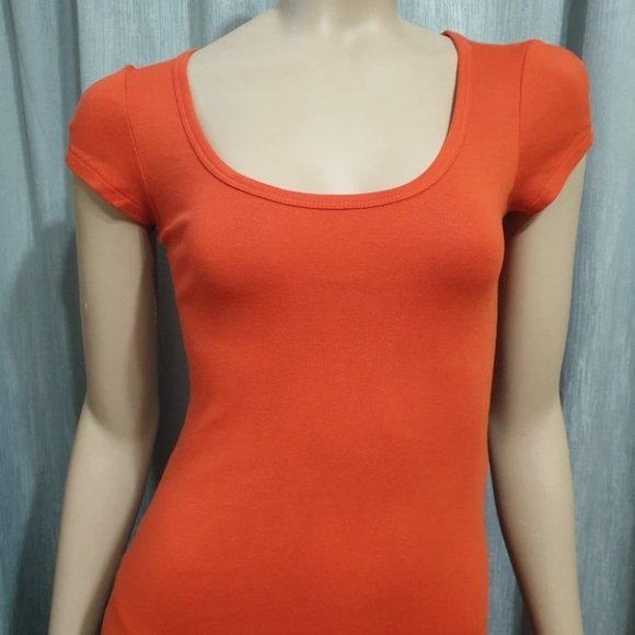 KOOKAI Size 1 (AU 10/12) Orange Top Round Neck Cap Sleeves NWOT - Picture 4 of 12
